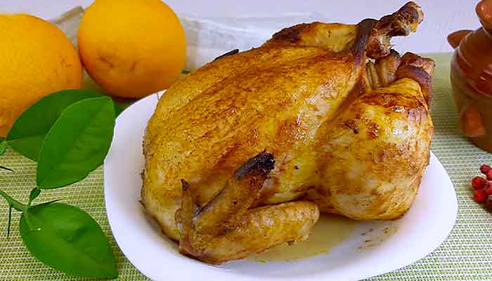Курица в духовке с хрустящей корочкой на противне